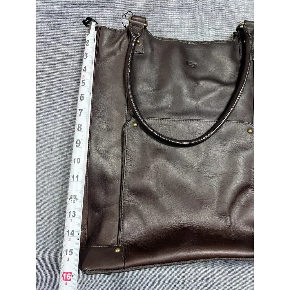 NWT Solo New York Executive Bucket Tote Brown Full Grain Leather Laptop Bag